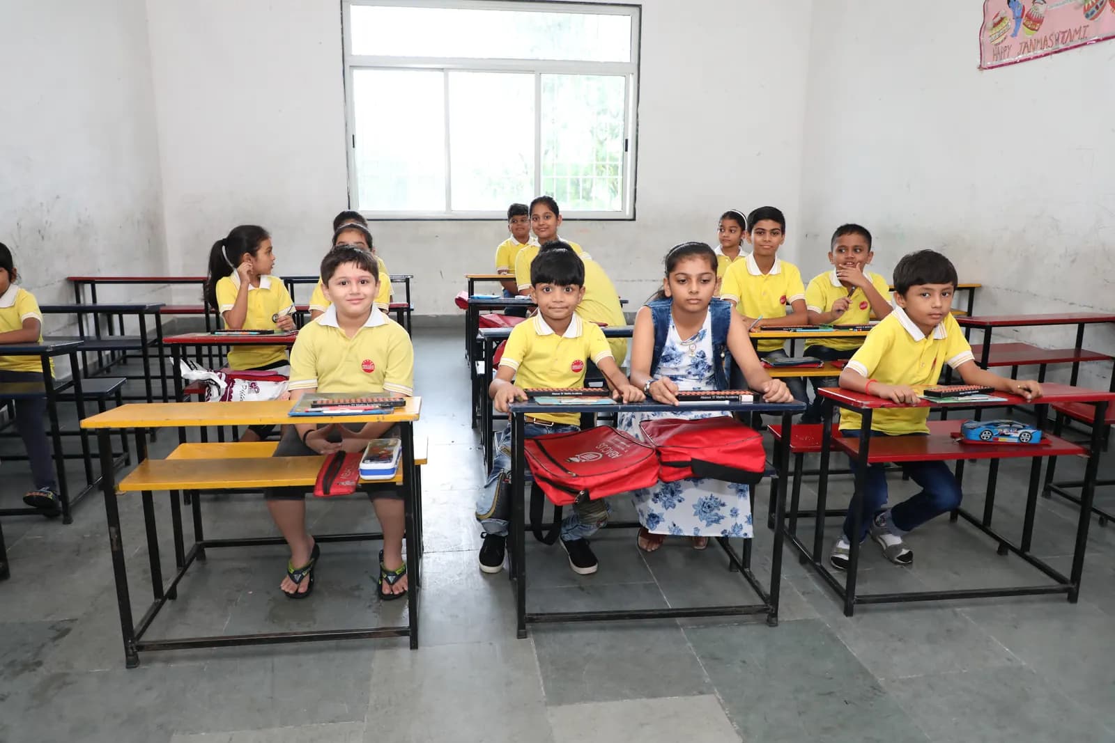 Students using abacus tools during a classroom session